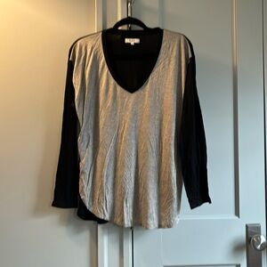 Madewell color block long sleeve v neck shirt size M